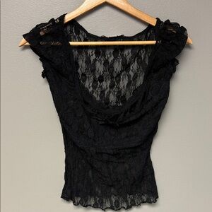 Kimchi Blue Black Lace Cap Sleeve Top Size S Sheer